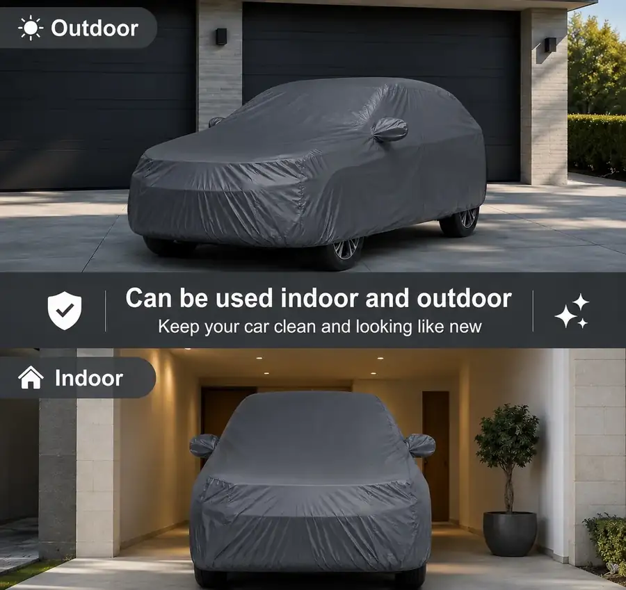 PLACEHOLDER — BennyBoom car cover shown fitted, indoor and outdoor use