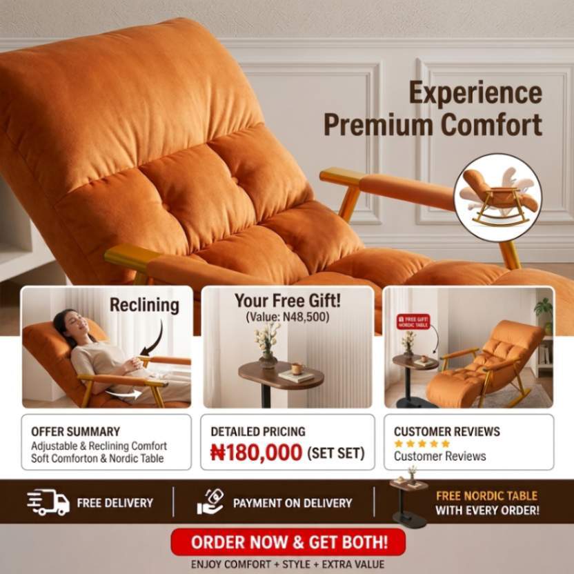 PLACEHOLDER — Add: close-up showing the recline angle and rocking base in motion